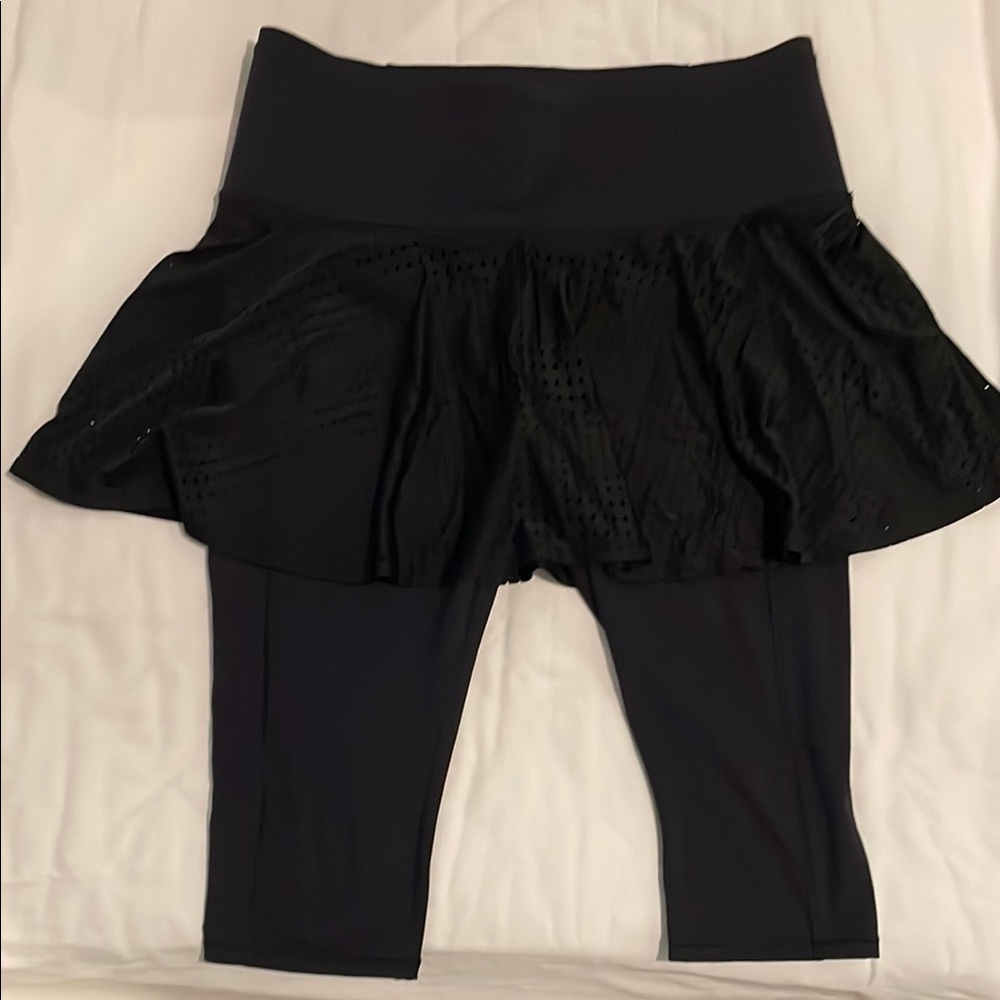 Athleta Game Day 2 in 1 Black Skirted Leggings